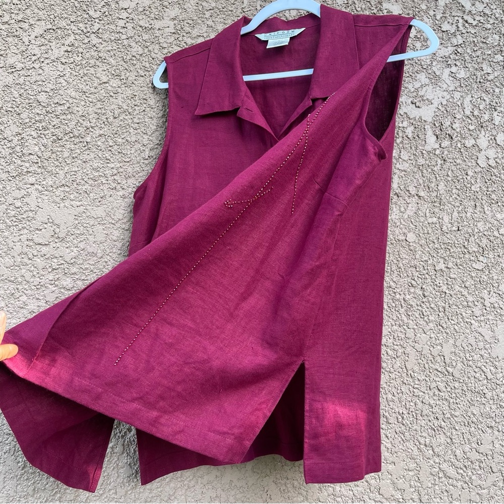 Women’s 100% Linen 2-Piece Set Sleeveless Shirt‎ Pants Airy Breathable Lagenlook - Picture 6 of 17